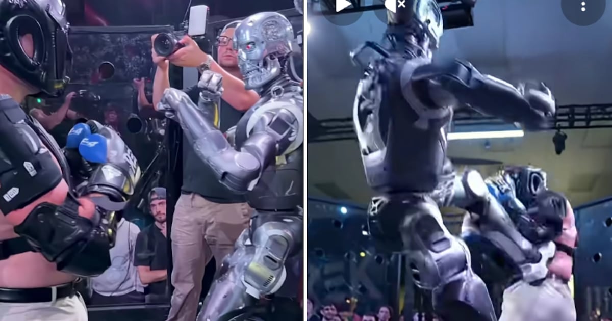 Se subió a pelear contra robots, le dieron una paliza y ahora el Estado le pide explicaciones a la empresa que armó el show